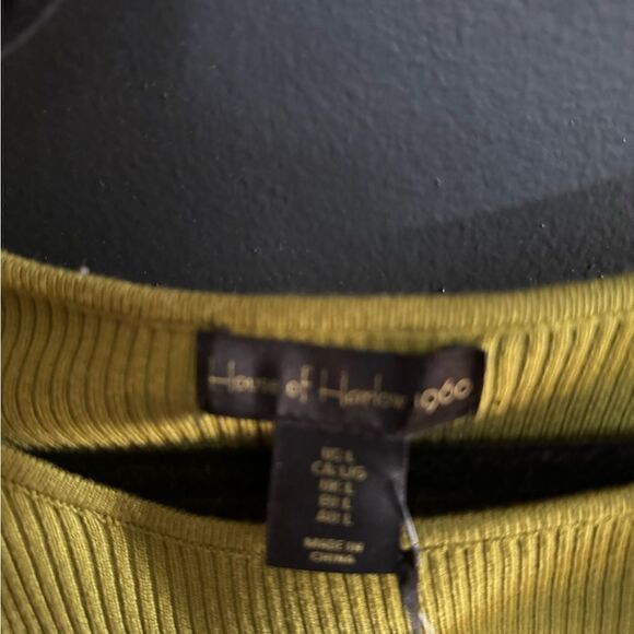 HOUSE OF HARLOW 1960 Black Compression Rib Knit Cut Out Dress NWT Size L GREEN - Picture 5 of 6